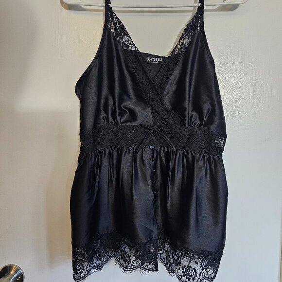 (NEW) Conjure Satin Lace Trim Button Up Cami Top (Size 10) - Picture 2 of 8